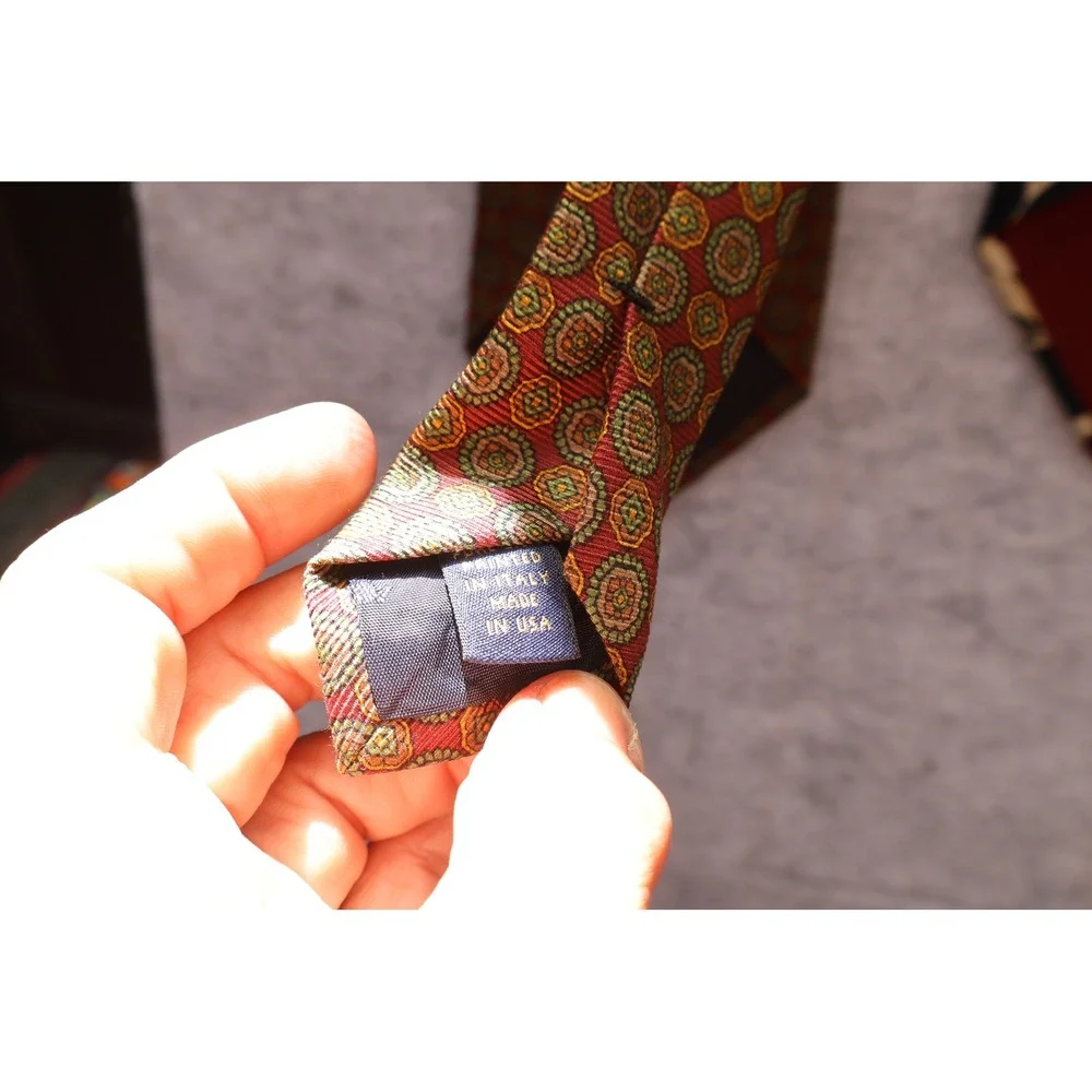 Vintage Mens Tie Lot Brooks Brothers Makers XL Van Heusen Silk Geometric Floral